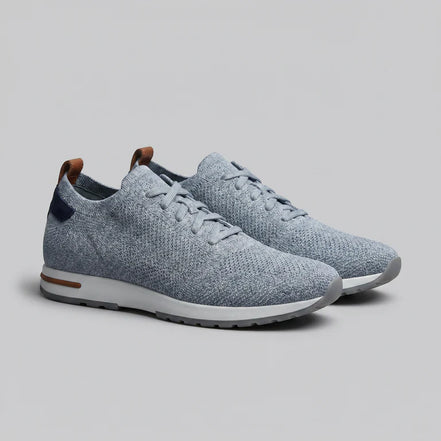 SOFT BLUE LEATHER KNIT TRAINER