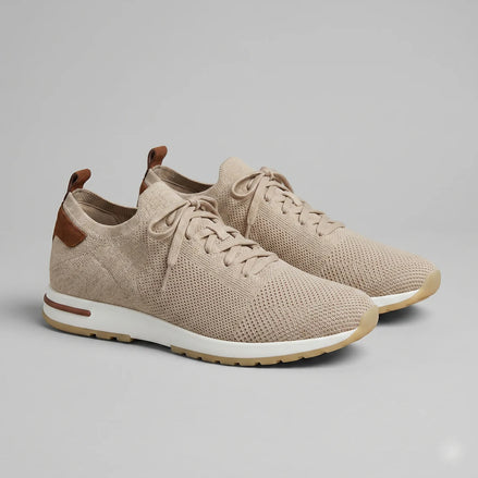 SAND LEATHER KNIT TRAINER