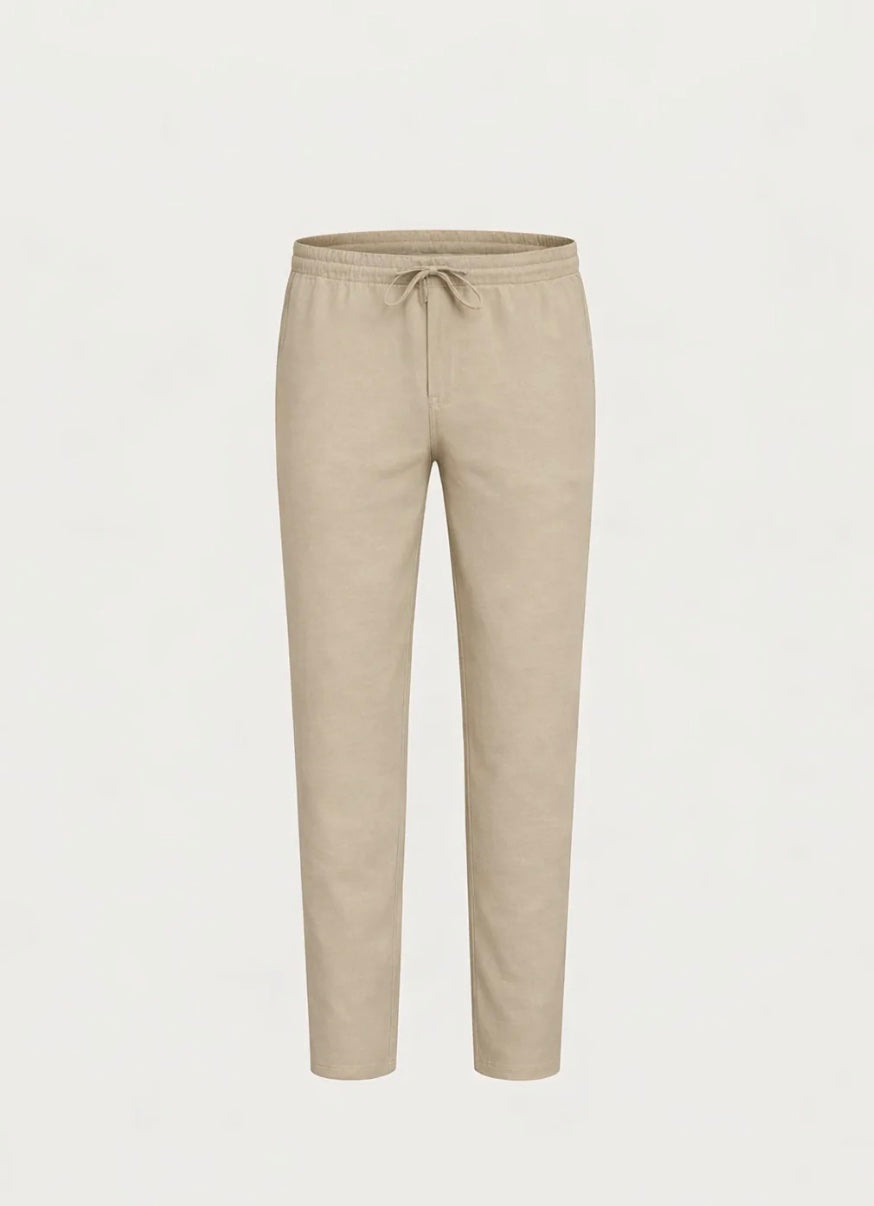 BEIGE MODERN LINEN TROUSER
